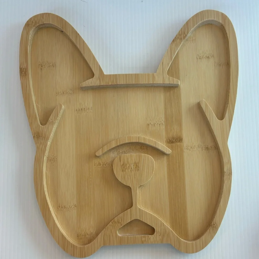 Frenchie French Bulldog Charcuterie Cheese Serving Board Bamboo 11.5”x11.8” NEW
